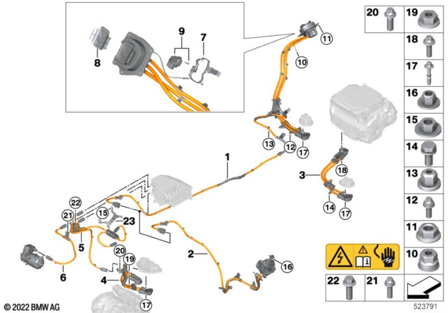 Diagram HV cable set for charge socket for your BMW