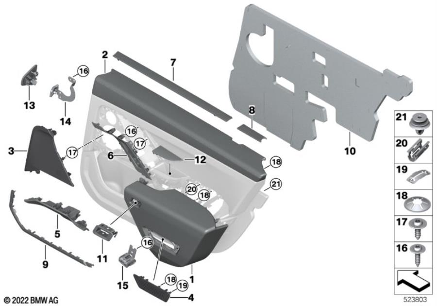 Diagram Mounting parts, door trim, rear for your 2006 BMW M6   