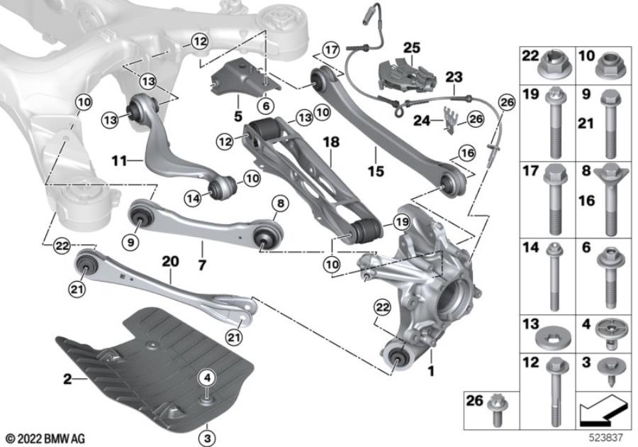 Diagram Rear axle support/wheel suspension for your BMW