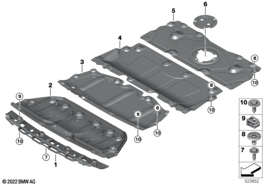 Diagram Underhood shield for your 2020 BMW 530i Sedan  