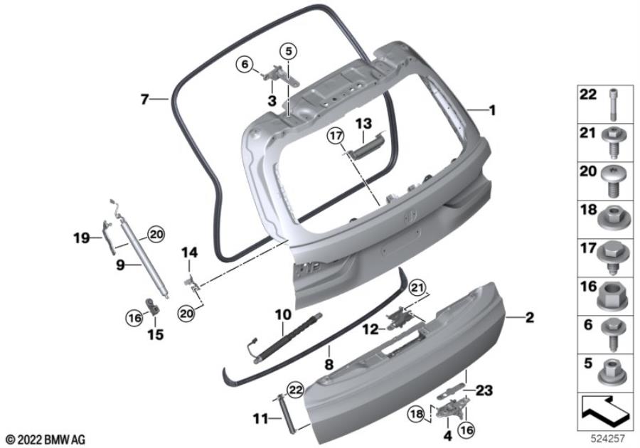 Diagram Trunk lid for your BMW X7  