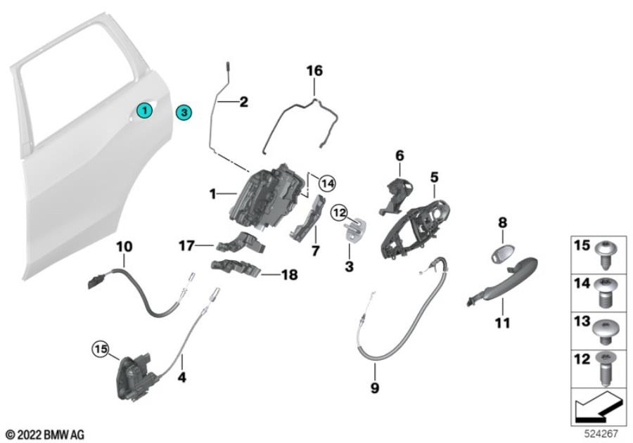 Diagram Closing system, door, rear for your BMW M6  