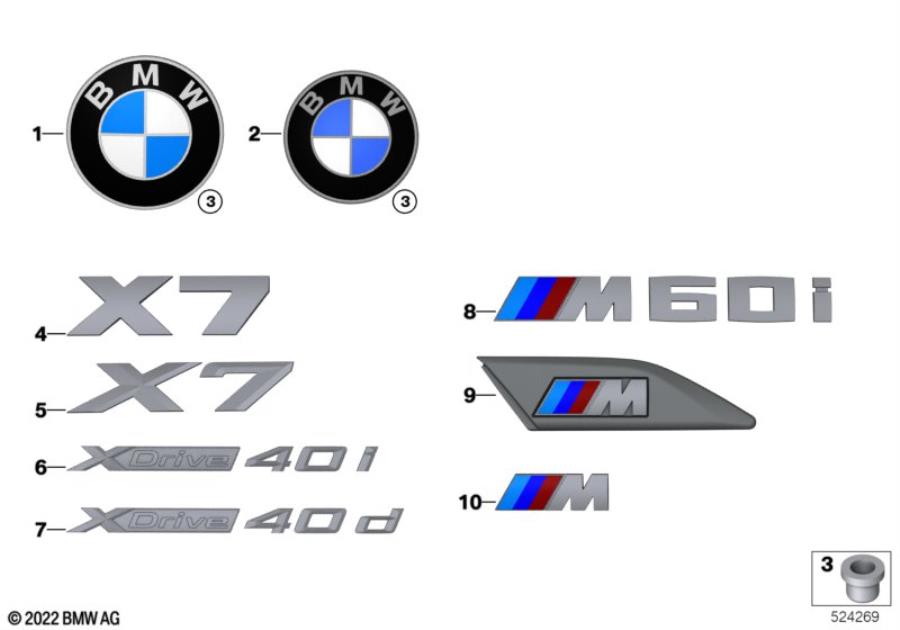 Diagram Emblems / letterings for your 2013 BMW M5   