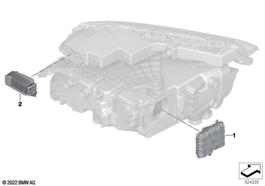 Diagram Single parts, headlight electronics for your BMW