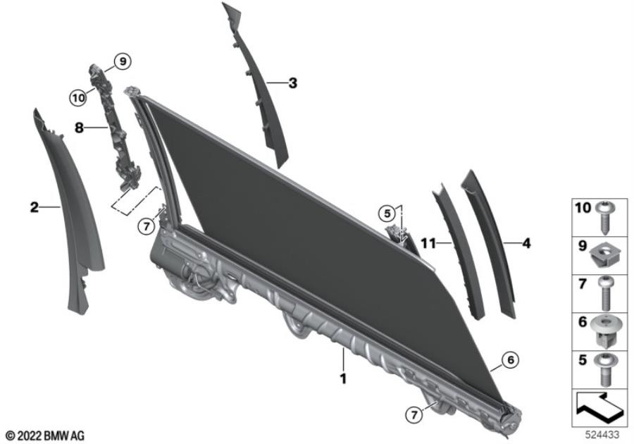 Diagram Sun blind, electr., rear door for your BMW