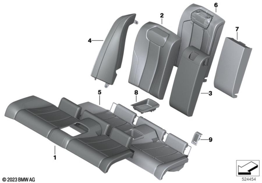 Diagram Seat, rear, uphlstry/cover, load-through for your 2006 BMW M6   