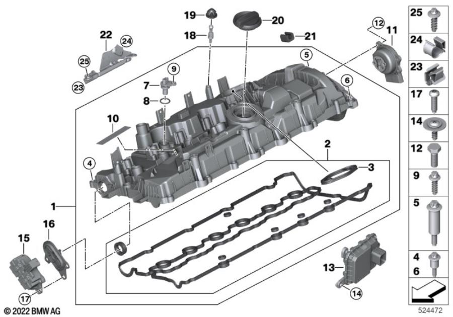 Diagram Cylinder head cover/Mounting parts for your 2012 BMW 335i   