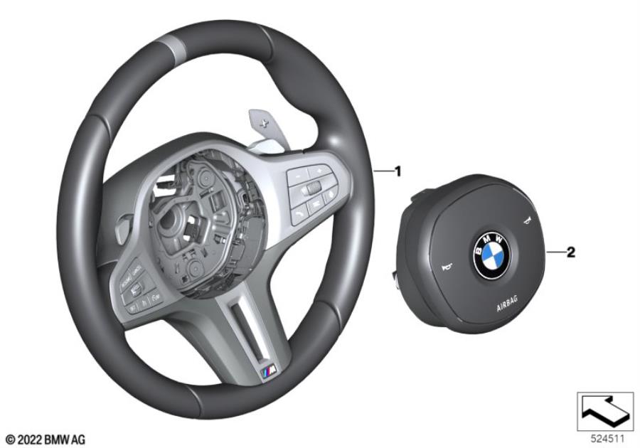Diagram M Sports steering wheel airbag Alcantara for your BMW