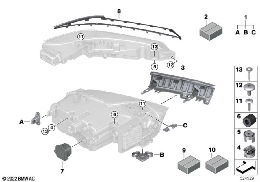 Diagram Single components for headlight for your BMW