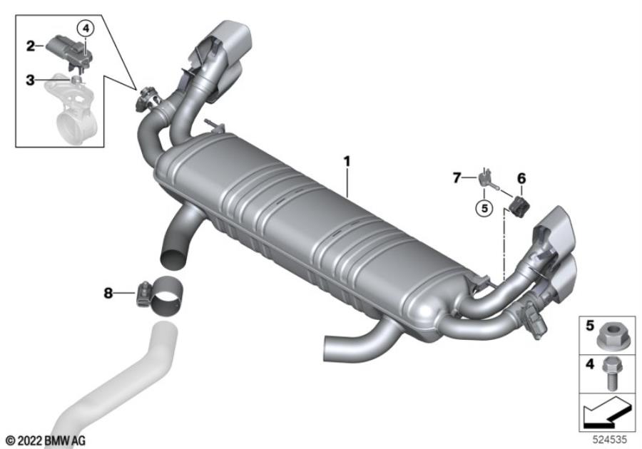 Diagram Exhaust system, rear for your 2007 BMW M6   