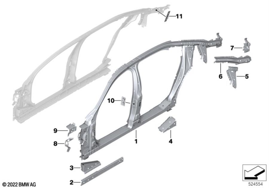 Diagram Side frame section, center for your BMW