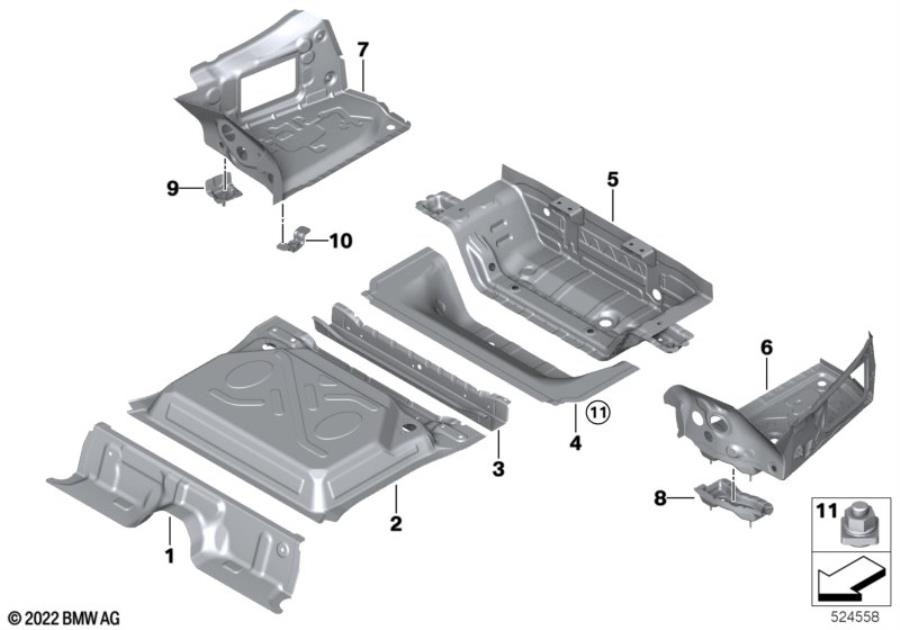 Diagram Mounting parts for trunk floor panel for your 2009 BMW M6   