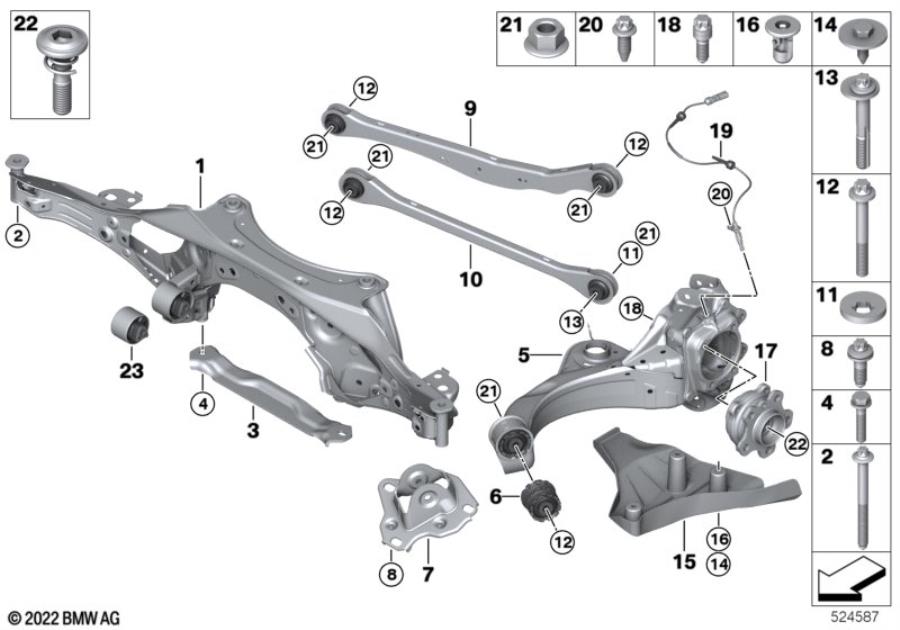 Diagram Rr axle support, wheel susp.,whl bearing for your 2016 BMW M6   