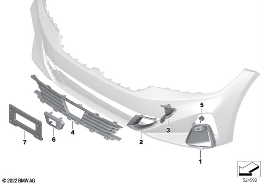 Diagram Trim, decor elements, front for your 2014 BMW 535d   