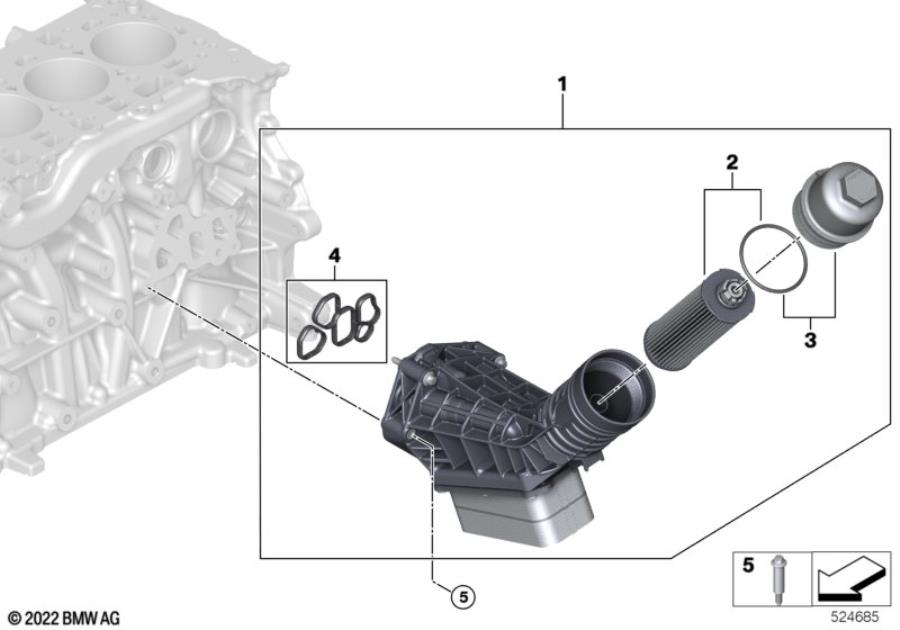 Diagram Lubricat.syst.-oil filter,heat exchanger for your BMW X5  