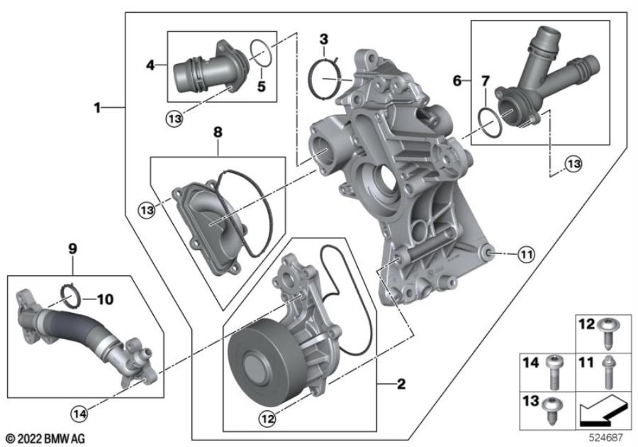 Diagram Cooling system-coolant pump for your 2009 BMW M6   