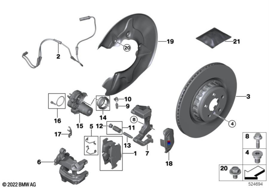 Diagram Rear brake / brake pad / wear sensor for your BMW