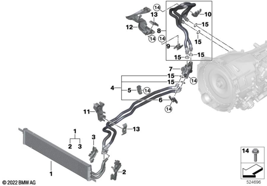 Diagram Transmission oil cooler/oil cooler line for your 2010 BMW M6   