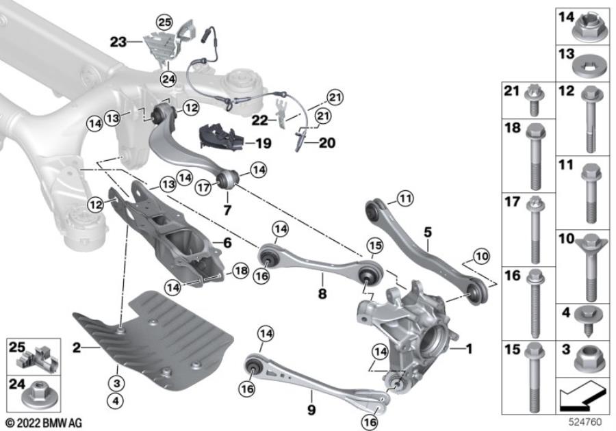 Diagram Rear axle support/wheel suspension for your 2008 BMW M6   