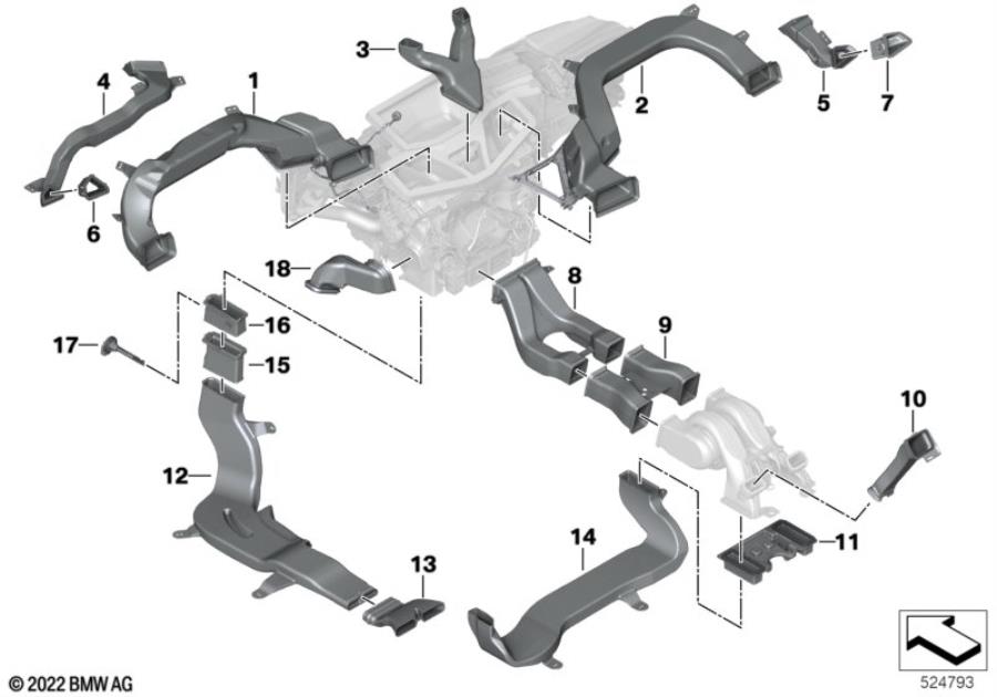 Diagram Air duct for your 2007 BMW M6   