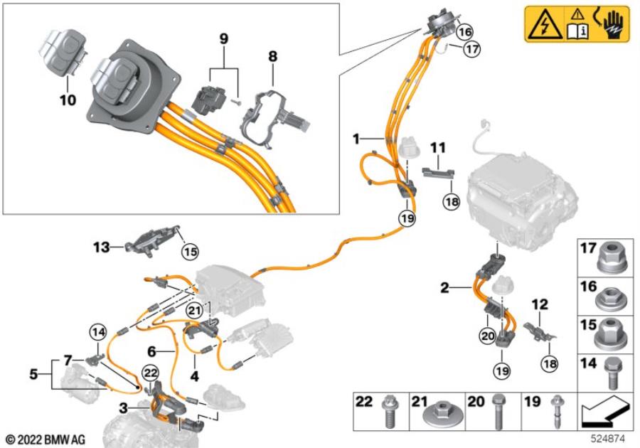 Diagram HV cable set for charge socket for your BMW