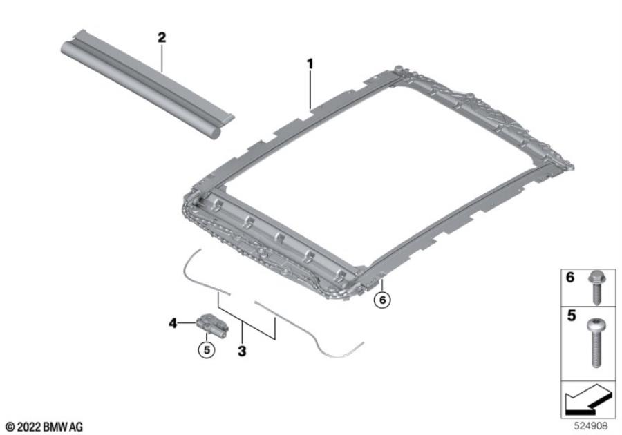 Diagram Panorama glass roof, roller for your BMW