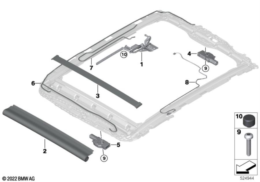 Diagram Panoramic glass sunroof display for your BMW