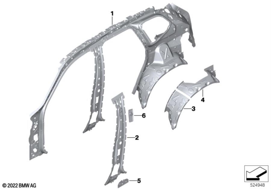 Diagram Side frame section, inner for your 2009 BMW M6   