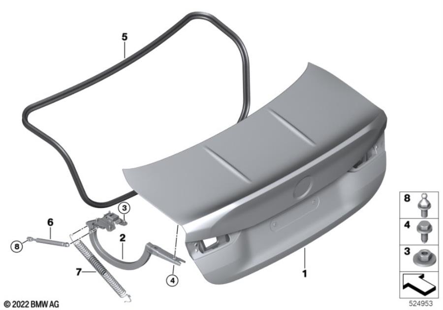 Diagram Trunk lid for your 2021 BMW 530i   