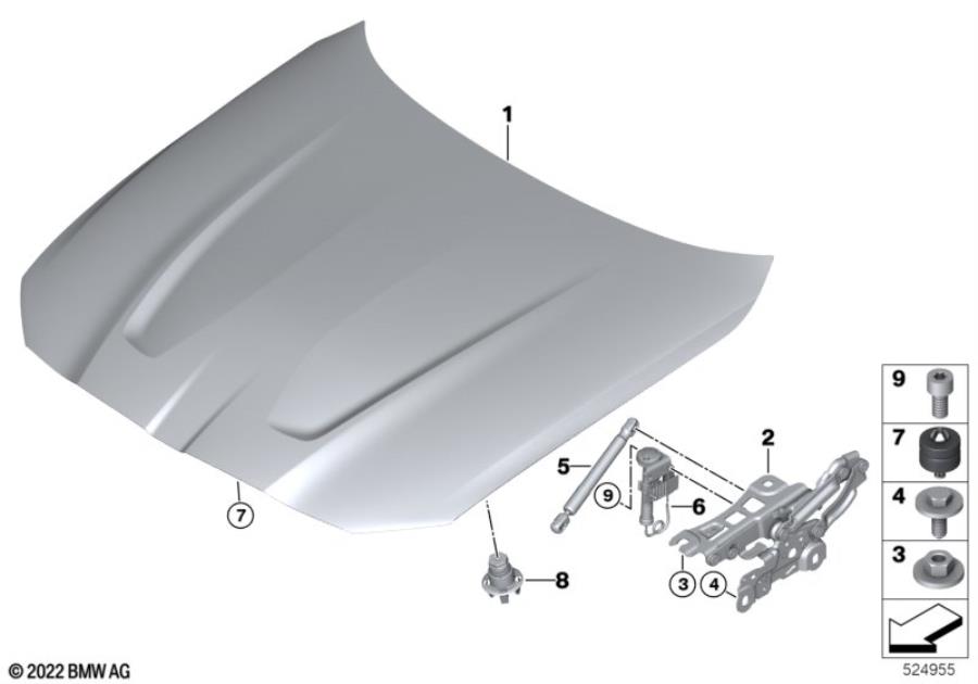 Diagram Hood for your 2023 BMW M3 CS   