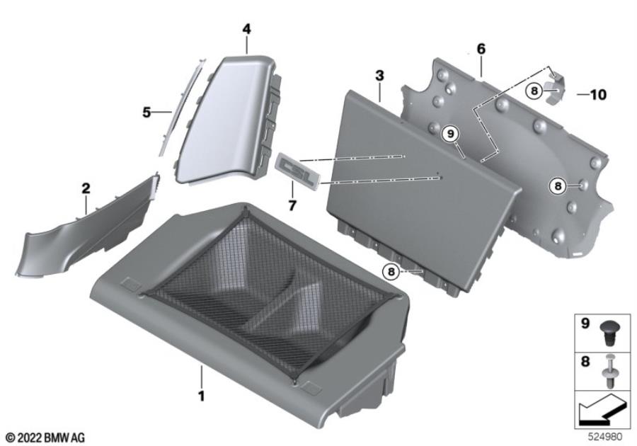 Diagram Storage tray/partition panel for your BMW 533i  