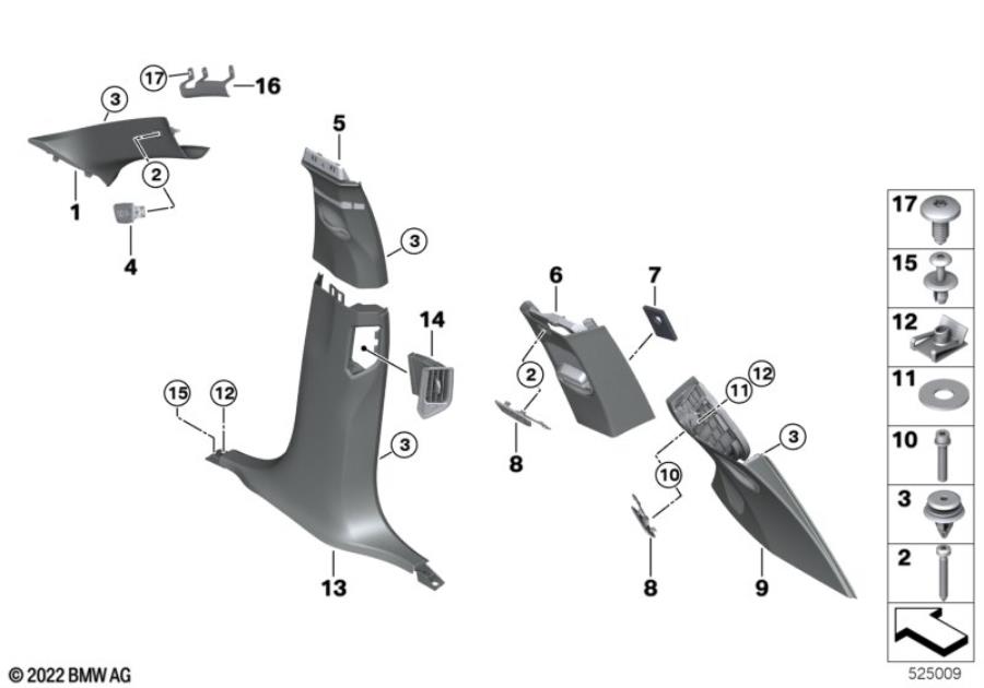 Diagram Trim panel A- / B- / C- / D-Column for your BMW