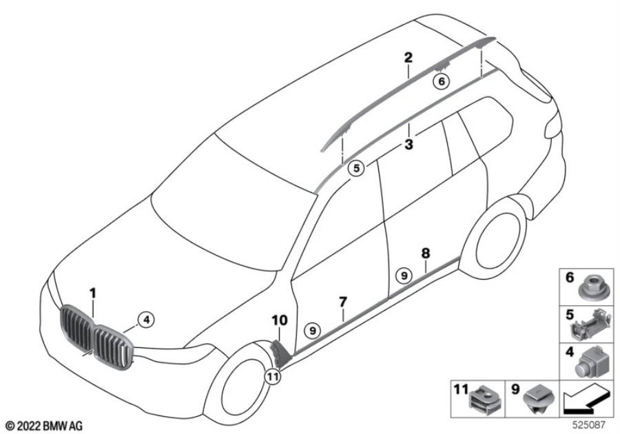 Diagram Exterior trim / grill for your 2018 BMW X2  28i 