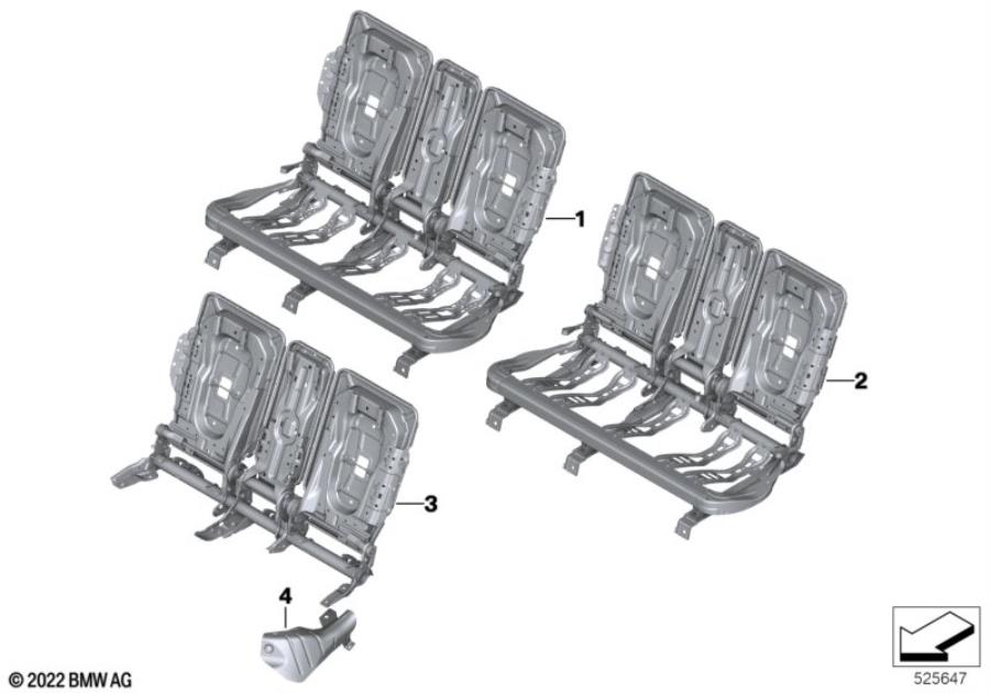 Diagram Seat, rear, seat frame, base seat for your 1988 BMW M6   