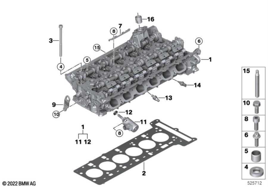 Diagram Cylinder Head/Mounting parts for your BMW X6  