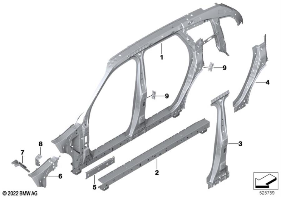 Diagram Side frame section, center for your 2015 BMW M6   