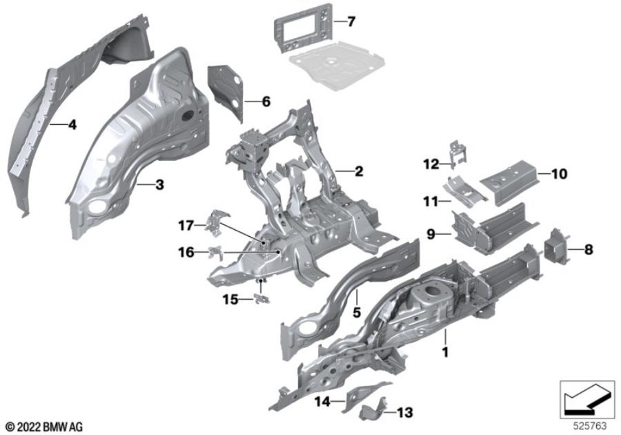 Diagram Rear wheelhouse/floor parts for your 2009 BMW M6   