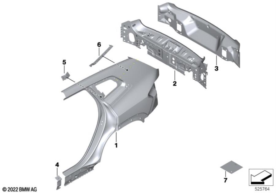 Diagram Side panel/tail trim for your BMW M6  