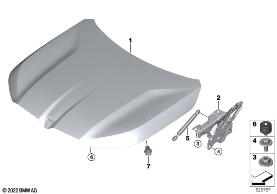 Diagram Hood / mounted parts for your 2023 BMW XM   