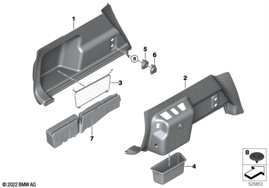 Diagram Lateral trunk floor trim panel for your 1988 BMW M6   