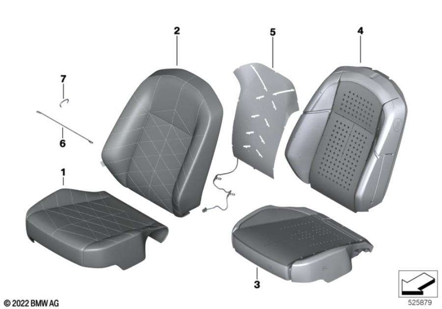 Diagram Seat front, upholstery & cover base seat for your 2015 BMW M6   