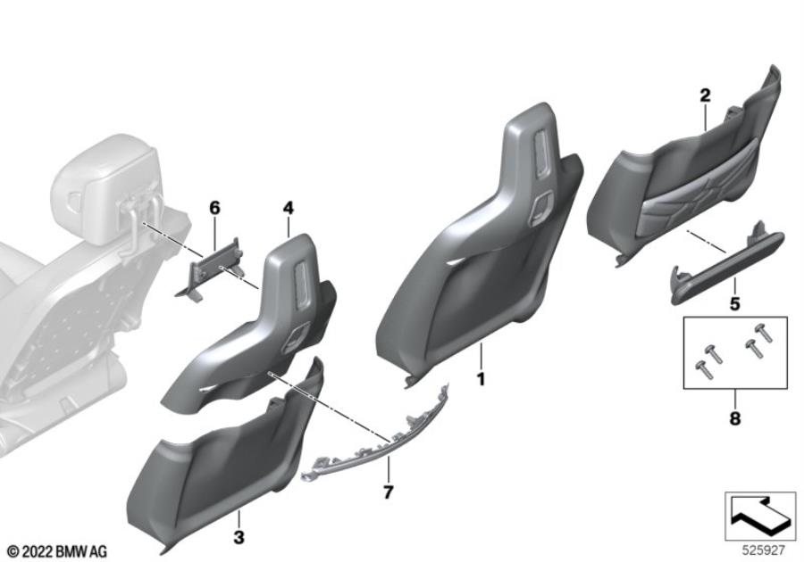 Diagram Front seat, backrest trim, rear panel for your 2009 BMW M6   