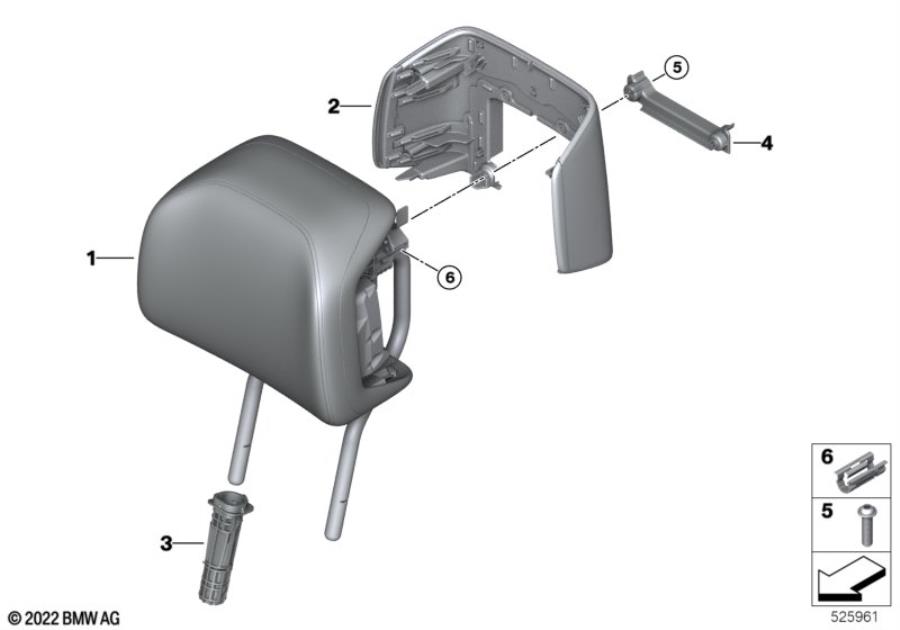 Diagram Seat, front, head restraint Comfort seat for your 2007 BMW M6   