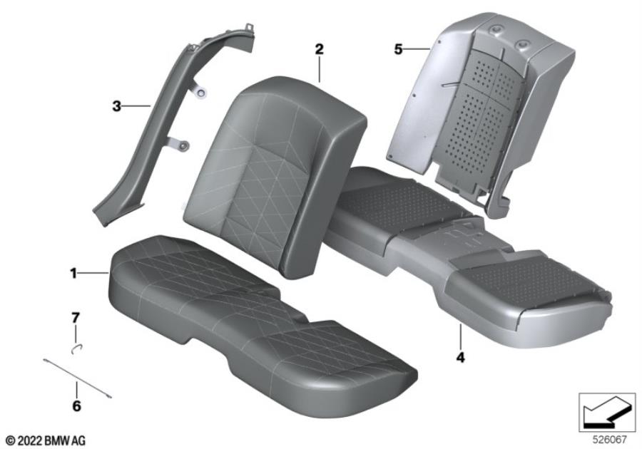 Diagram Seat rear, upholstery & cover base seat for your 2012 BMW M6   