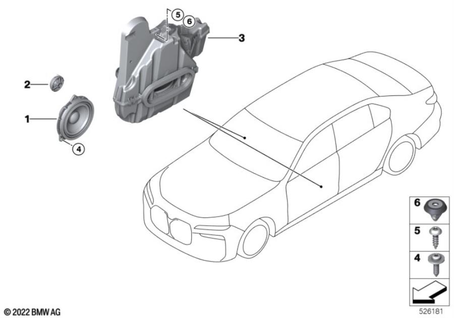 Diagram Single parts f front door loudspeaker for your BMW M6  