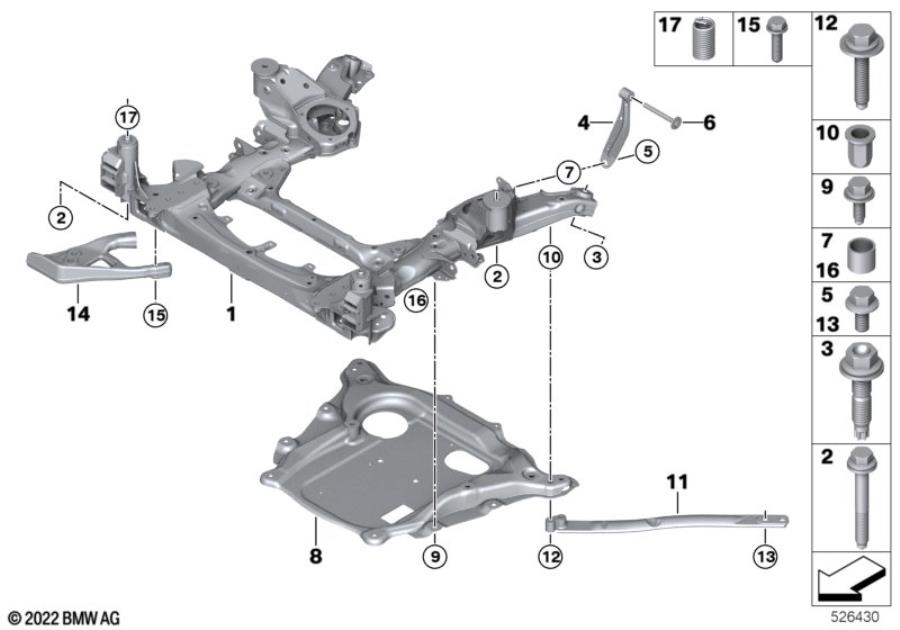 Diagram Front axle support, 4-wheel for your BMW X2  