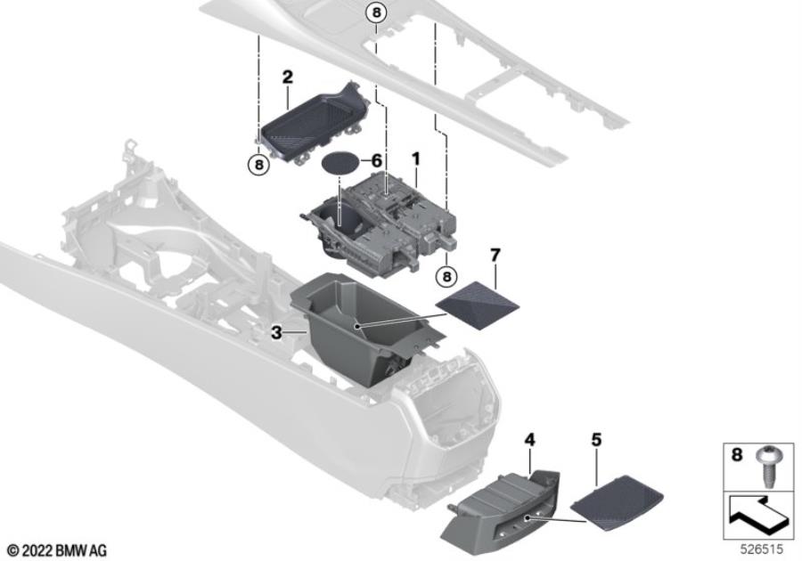 Diagram Storage tray, center console for your 2014 BMW M6   