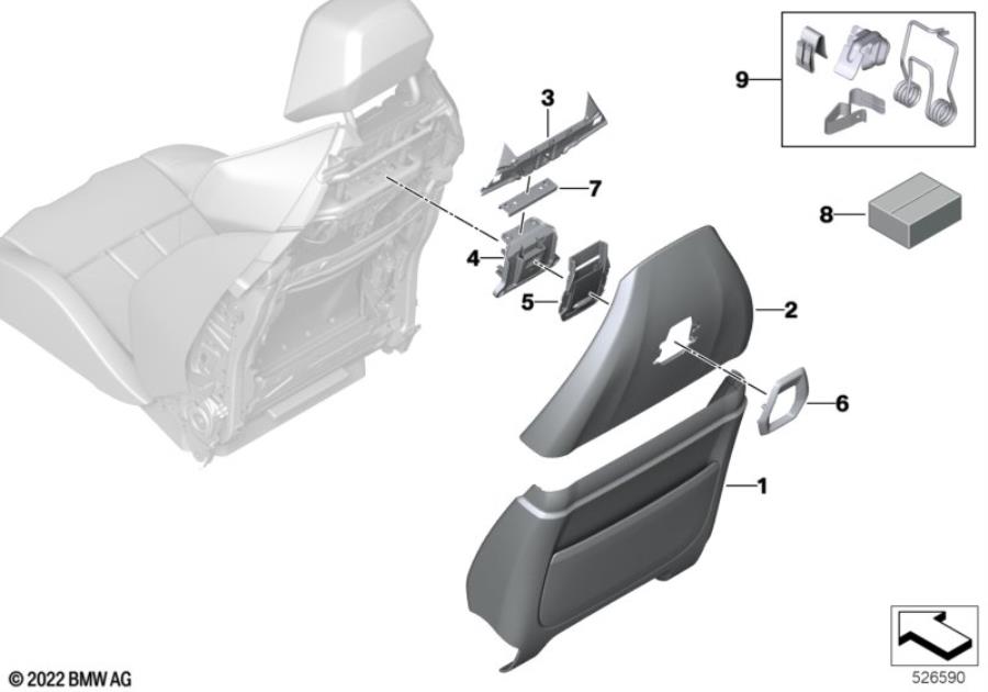 Diagram Front seat, backrest trim, rear panel for your BMW