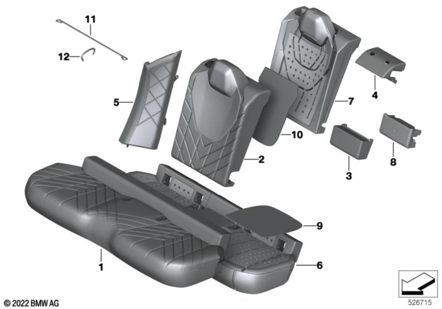 Diagram Seat, rear, upholstery and cover for your BMW M6  