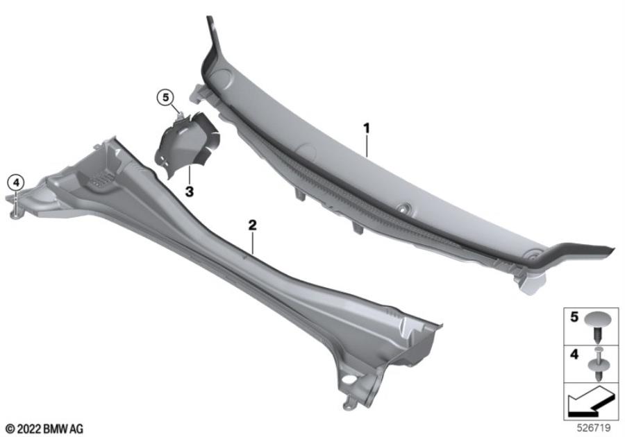 Diagram Trim, windshield cowl, outer for your 2016 BMW M6   